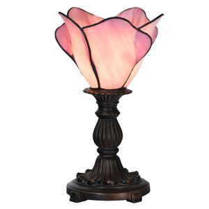 Clayre&Eef Stolní lampa 5LL-6099 v růžové barvě, styl Tiffany