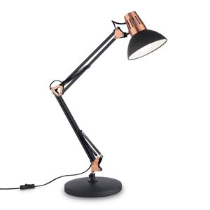 Ideallux Stolní lampa Wally s kloubovým ramenem, černá/měď