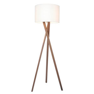 Sessak Přírodní stojací lampa Vega na trojnožce - pr. 45 x 160 mm, 60 W, ořech a bílé stínítko SE RVEGLP