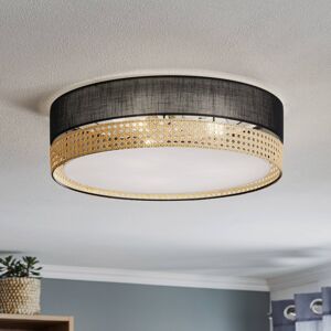 TK Lighting Stropní světlo Paglia černá/ratan, Ø 45 cm