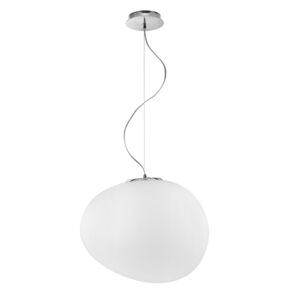 Nova Luce Elegantní závěsné svítidlo Ciottoli v kombinaci moderního kovu a opálového skla - 1 x 100 W, pr. 440 x 350 mm NV 4619601