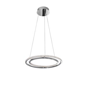 Nova Luce Jemné závěsné svítidlo Livorno poseté LED krystaly - pr. 450 x 1200 mm, 29 W, 2010 lm, chrom, dva prstence NV 8107402