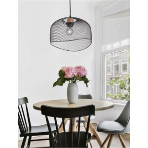 NOVA LUCE závěsné svítidlo LYRON matný černý kov přírodní dřevo E27 1x12W 230V IP20 bez žárovky 9555803