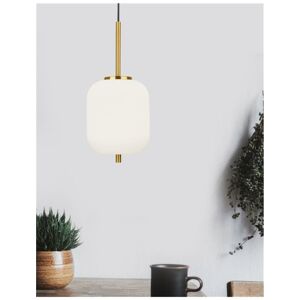 NOVA LUCE závěsné svítidlo LATO opálové sklo antický mosazný kov černý kabel E14 1x5W 230V IP20 bez žárovky 9624065