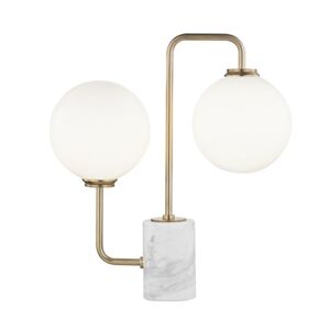 HUDSON VALLEY stolní lampa MIA ocel/sklo staromosaz/bílá G9 2x6W HL170201-AGB-CE